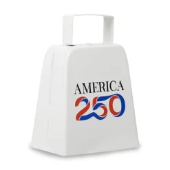 Windy City Novelties America 250 Large White Metal Cowbell with Handle