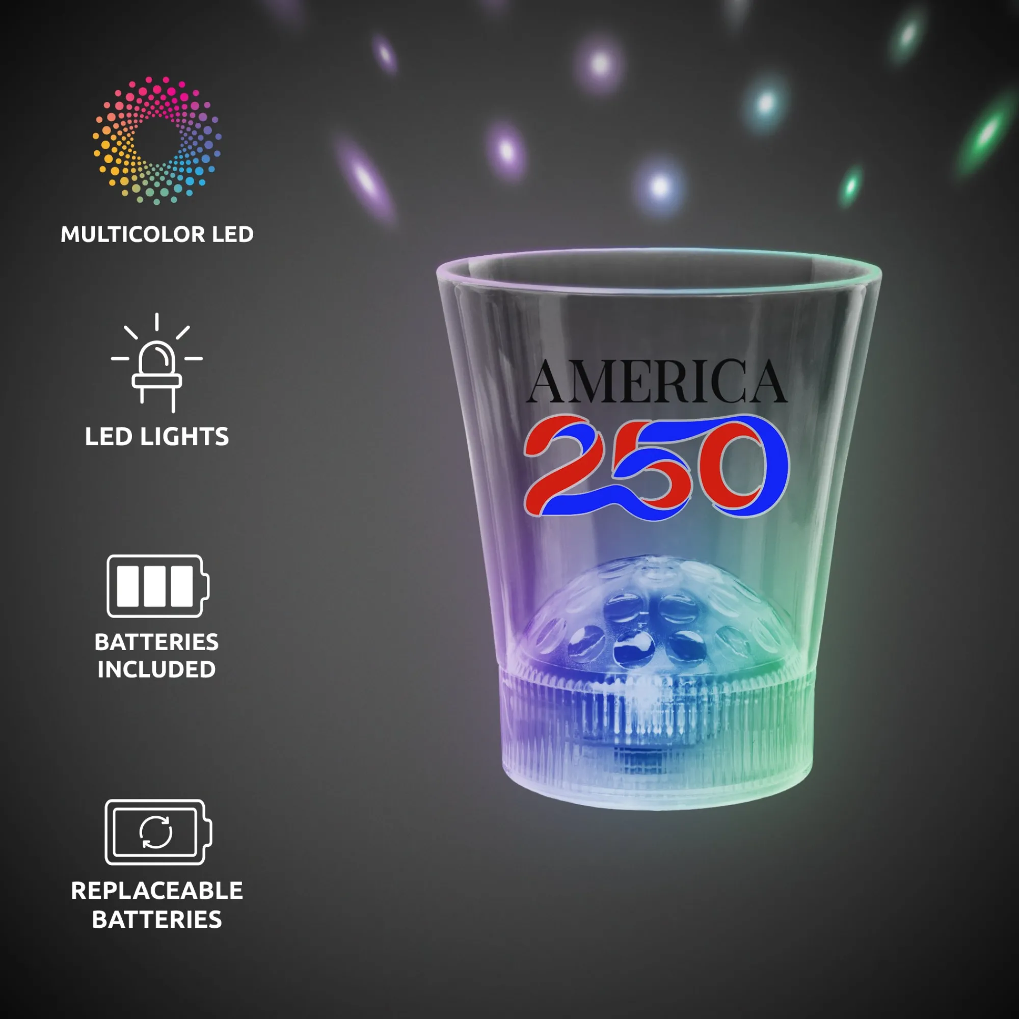 Outlet Windy City Novelties America 250 LED Disco Ball 8 oz. Rocks Glass