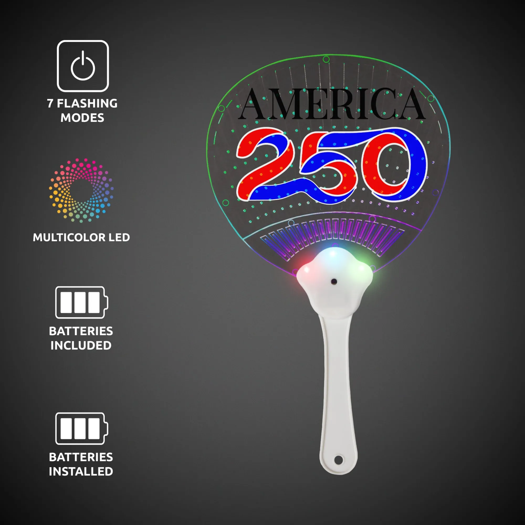 New Windy City Novelties America 250 LED Hand Fan