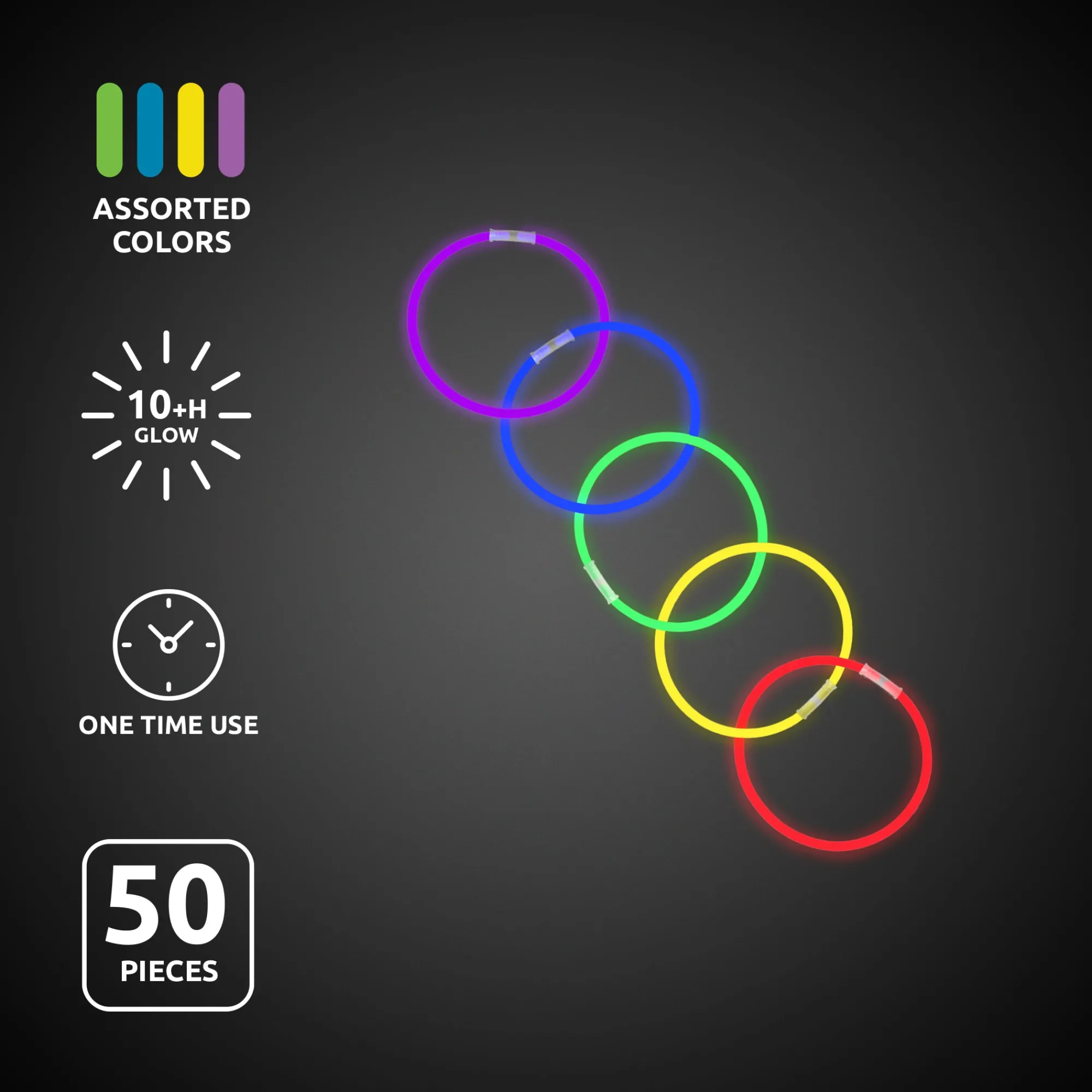 Discount Windy City Novelties Assorted Glow 8" Bracelets Retail Counter Display