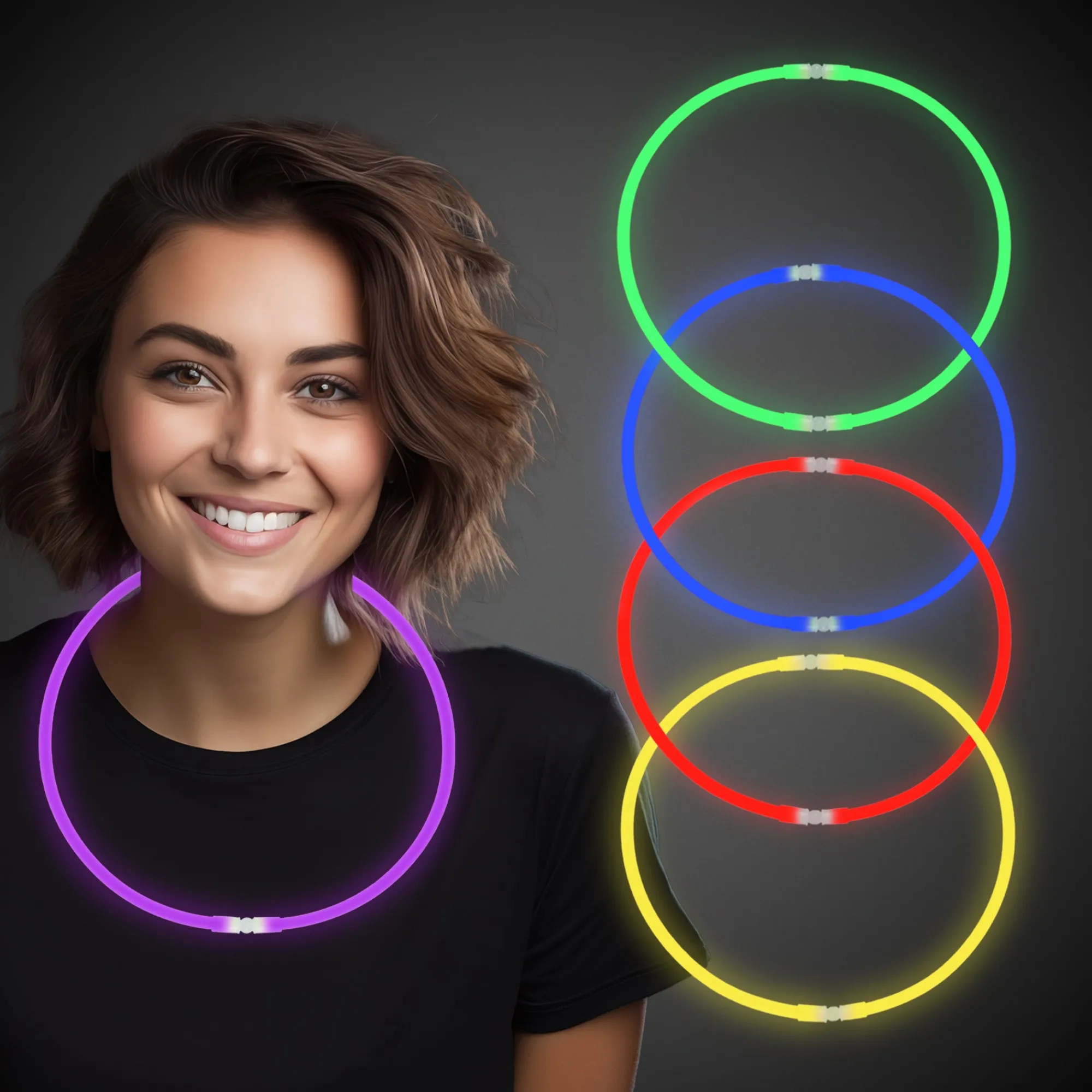 New Windy City Novelties Assorted Glow Necklaces Retail Counter Display