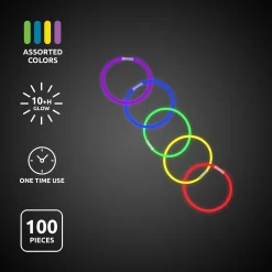 Clearance Windy City Novelties Assorted 8" Glow Stick Bracelets 100 Pack