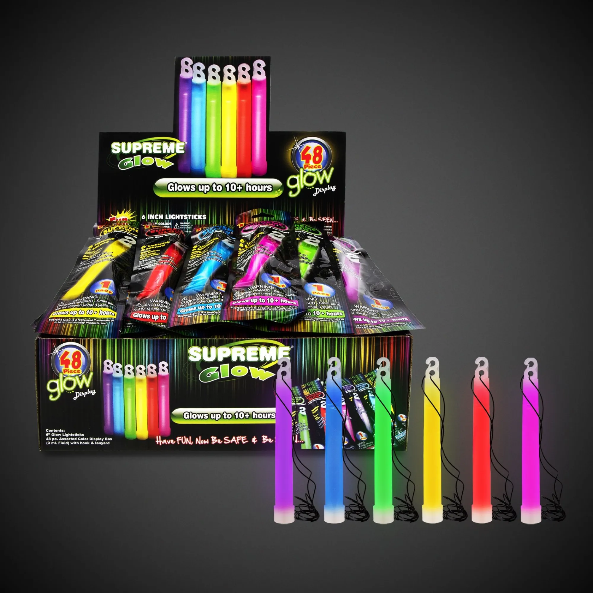 Discount Windy City Novelties Assorted 6" Glow Sticks Retail Counter Display