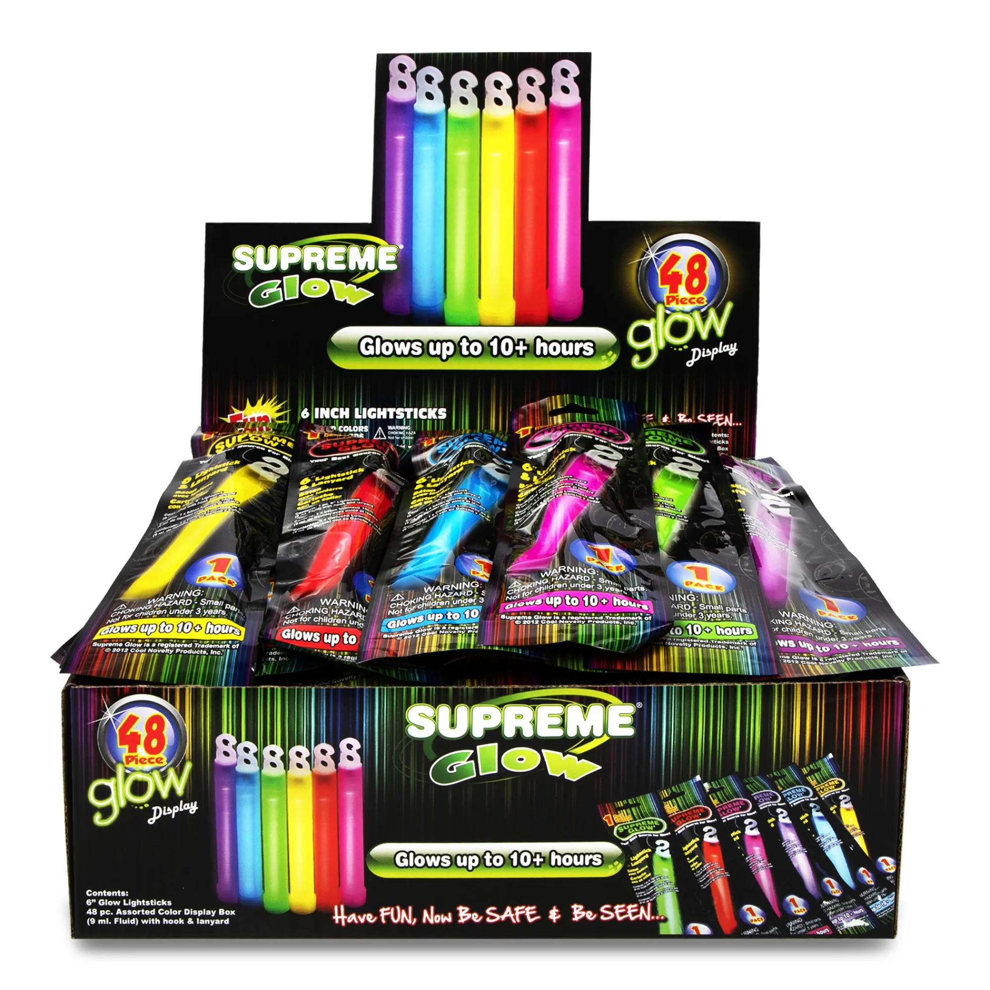 Discount Windy City Novelties Assorted 6" Glow Sticks Retail Counter Display