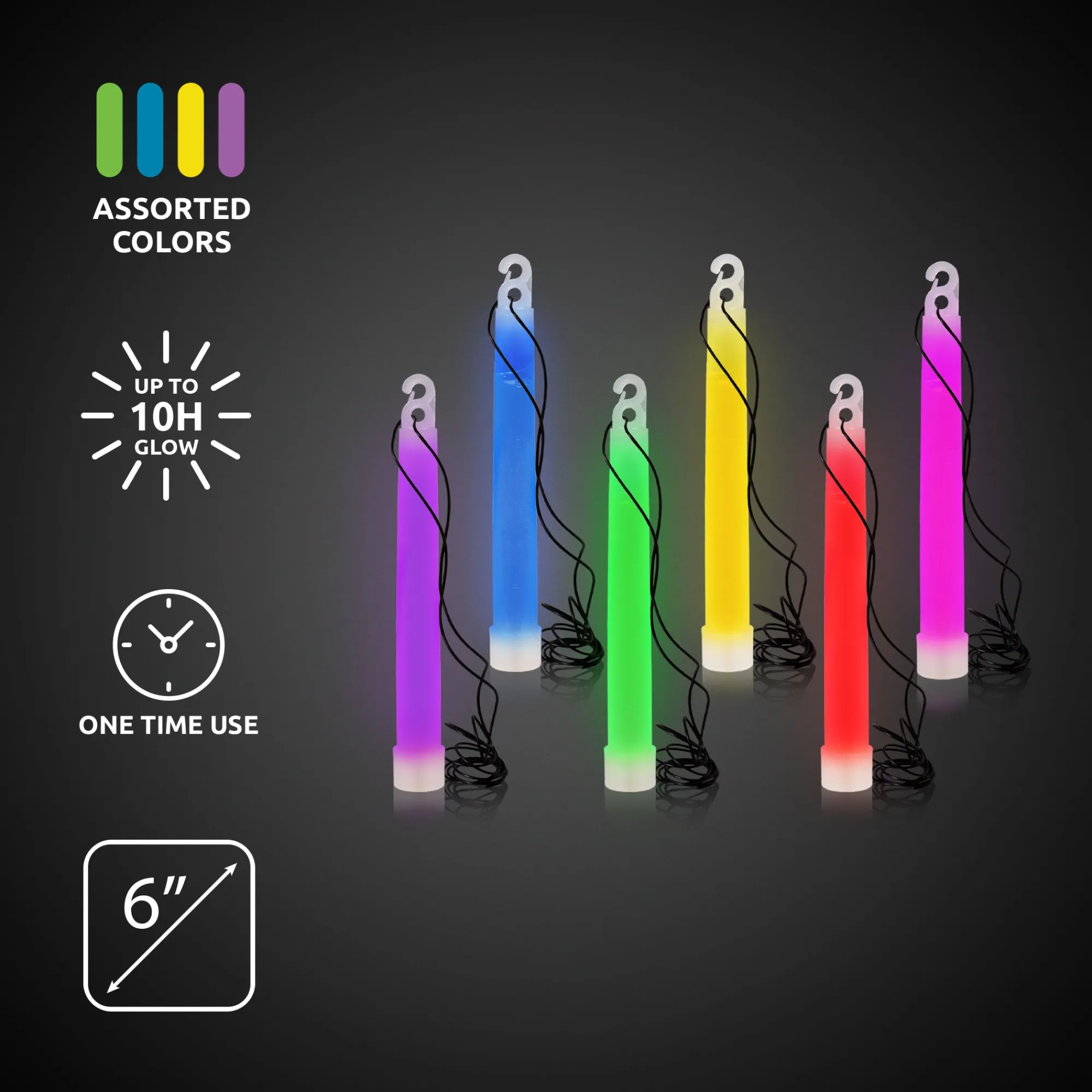 Discount Windy City Novelties Assorted 6" Glow Sticks Retail Counter Display