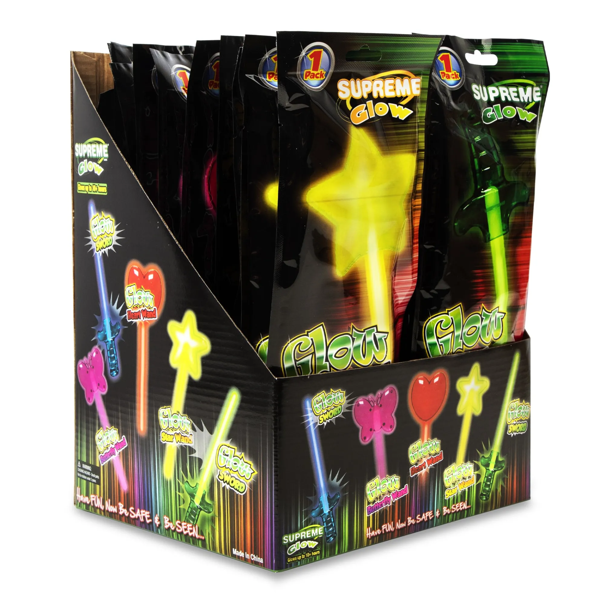 Outlet Windy City Novelties Assorted Glow Wands & Swords Retail Counter Display