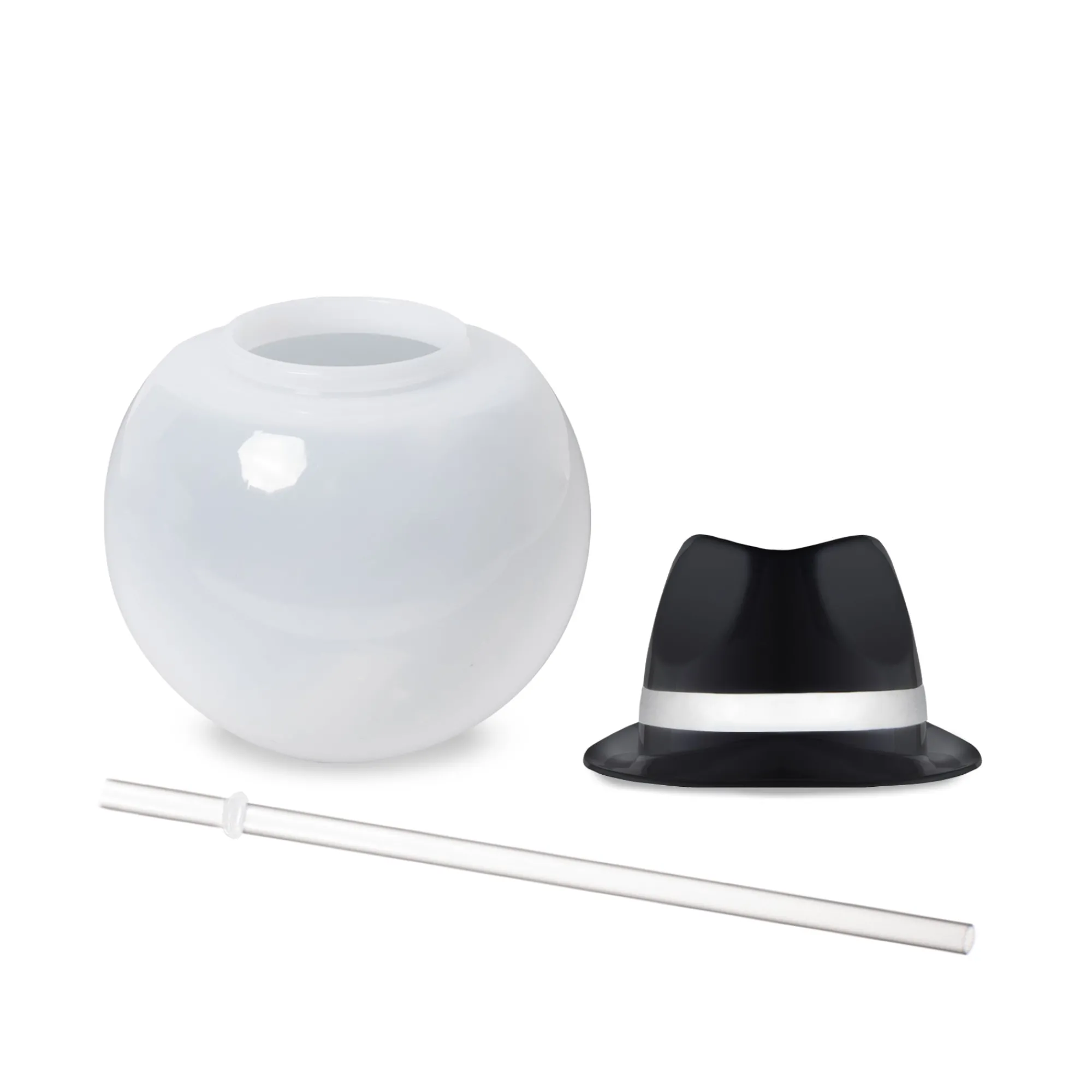 Discount Windy City Novelties Black Fedora Hat 20 oz. Ball Cup with Straw