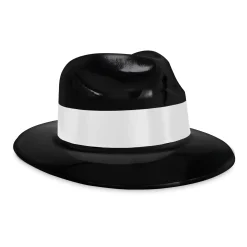 Outlet Windy City Novelties Black Fedora Hats with White Trim