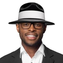 Outlet Windy City Novelties Black Fedora Hats with White Trim