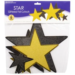 Clearance Windy City Novelties Black & Gold Glitter Star Cutouts