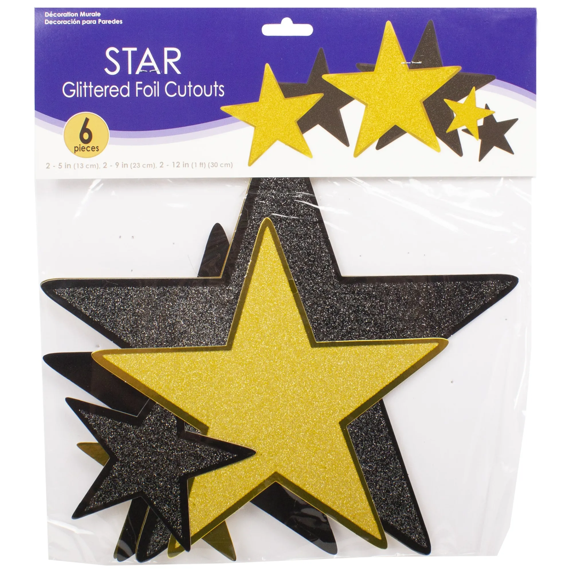 Clearance Windy City Novelties Black & Gold Glitter Star Cutouts