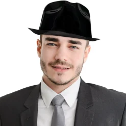 Discount Windy City Novelties Black Plastic Fedora Hats