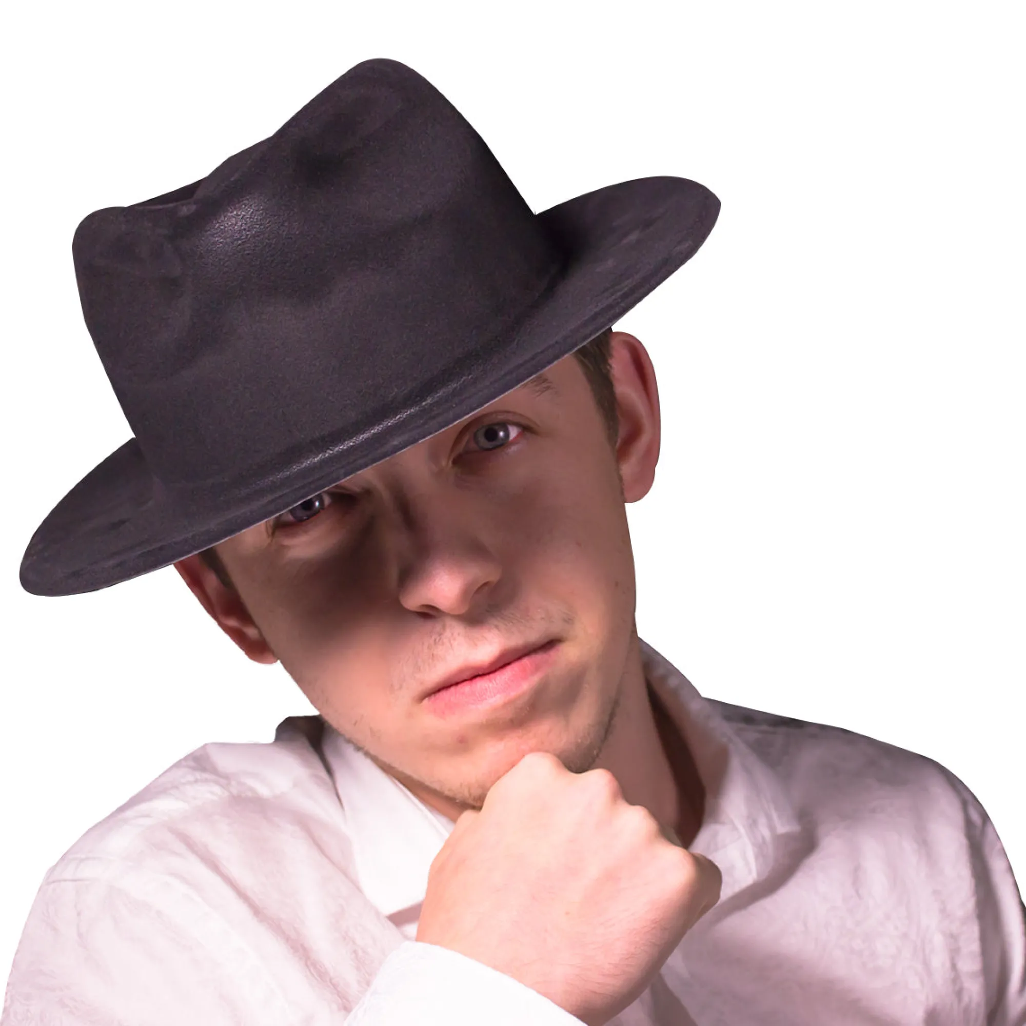 Outlet Windy City Novelties Black Velour Gangster Fedora Hats