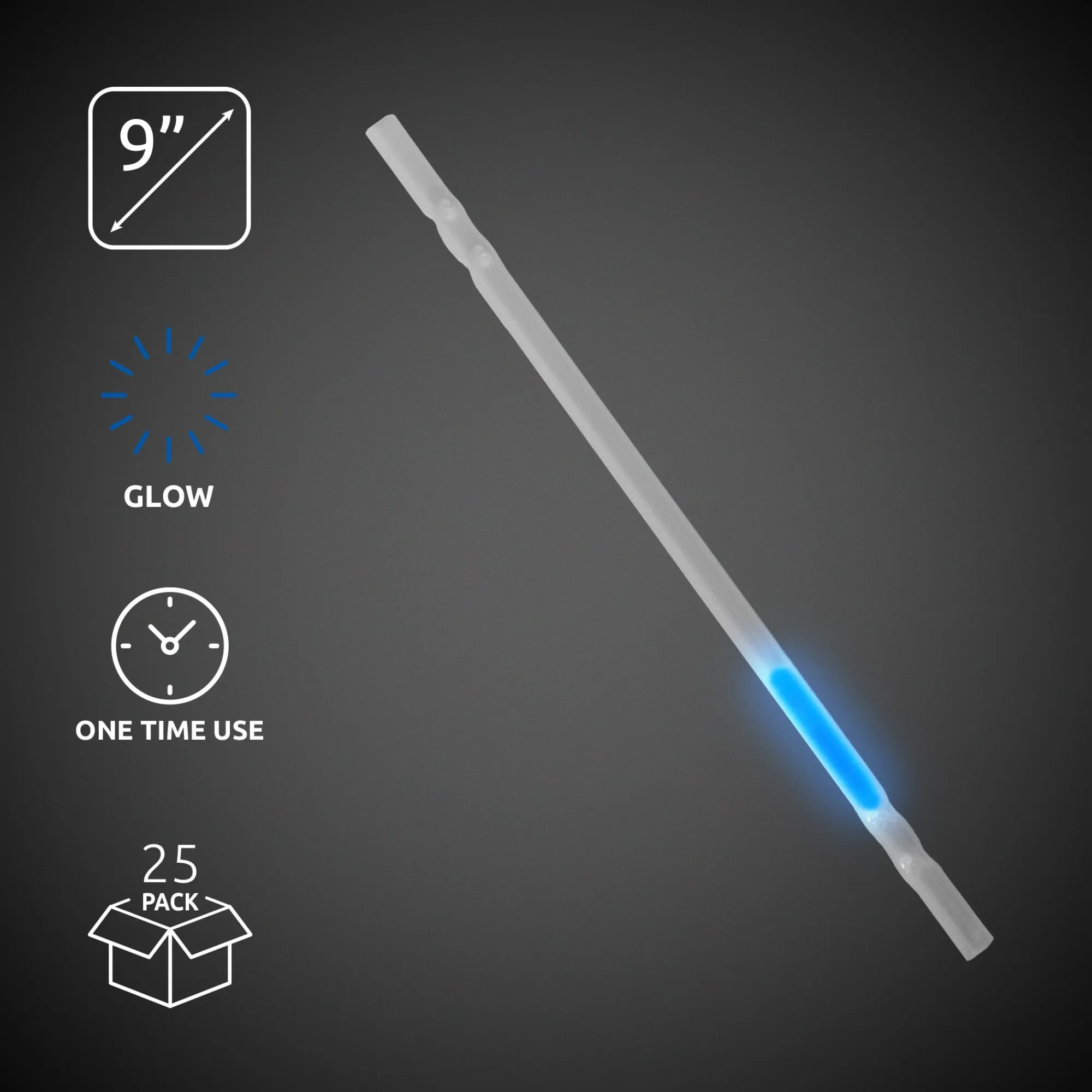 New Windy City Novelties 9" Glow Motion Straws Blue