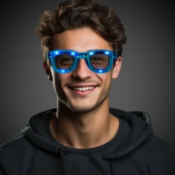 Windy City Novelties LED Retro Sunglasses Blue