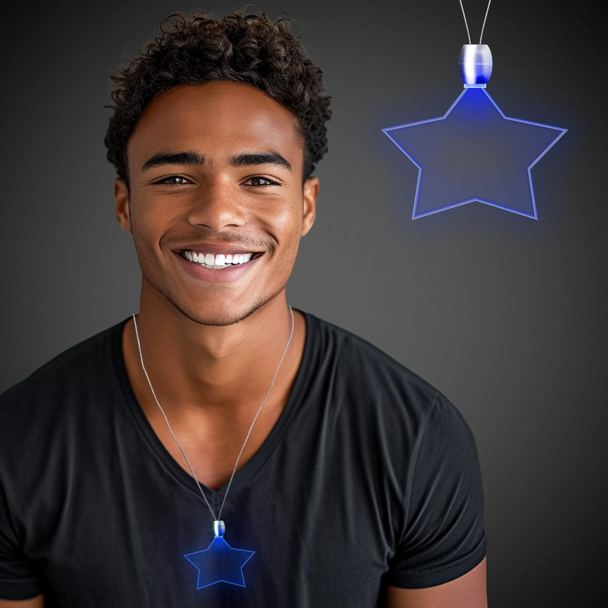 Hot Windy City Novelties Blue LED Star Pendant Necklaces