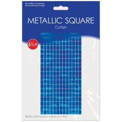 Outlet Windy City Novelties Blue Metallic Squares Curtain