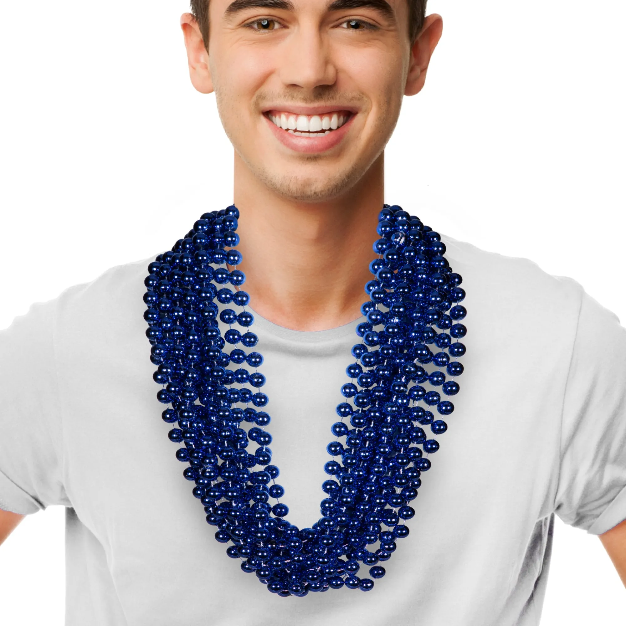 Windy City Novelties 33" 12mm Bead Necklaces Blue