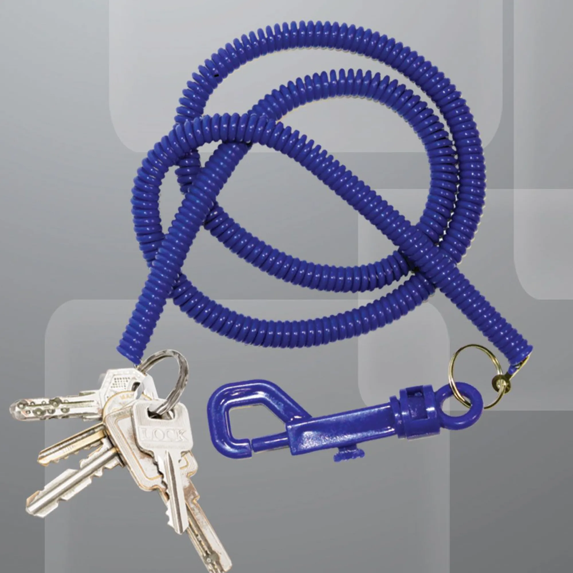 Clearance Windy City Novelties Blue Plastic 23" Coil Keychain with Clip