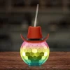 Discount Windy City Novelties Brown Cowboy Hat Rainbow Disco Ball Cup with Straw