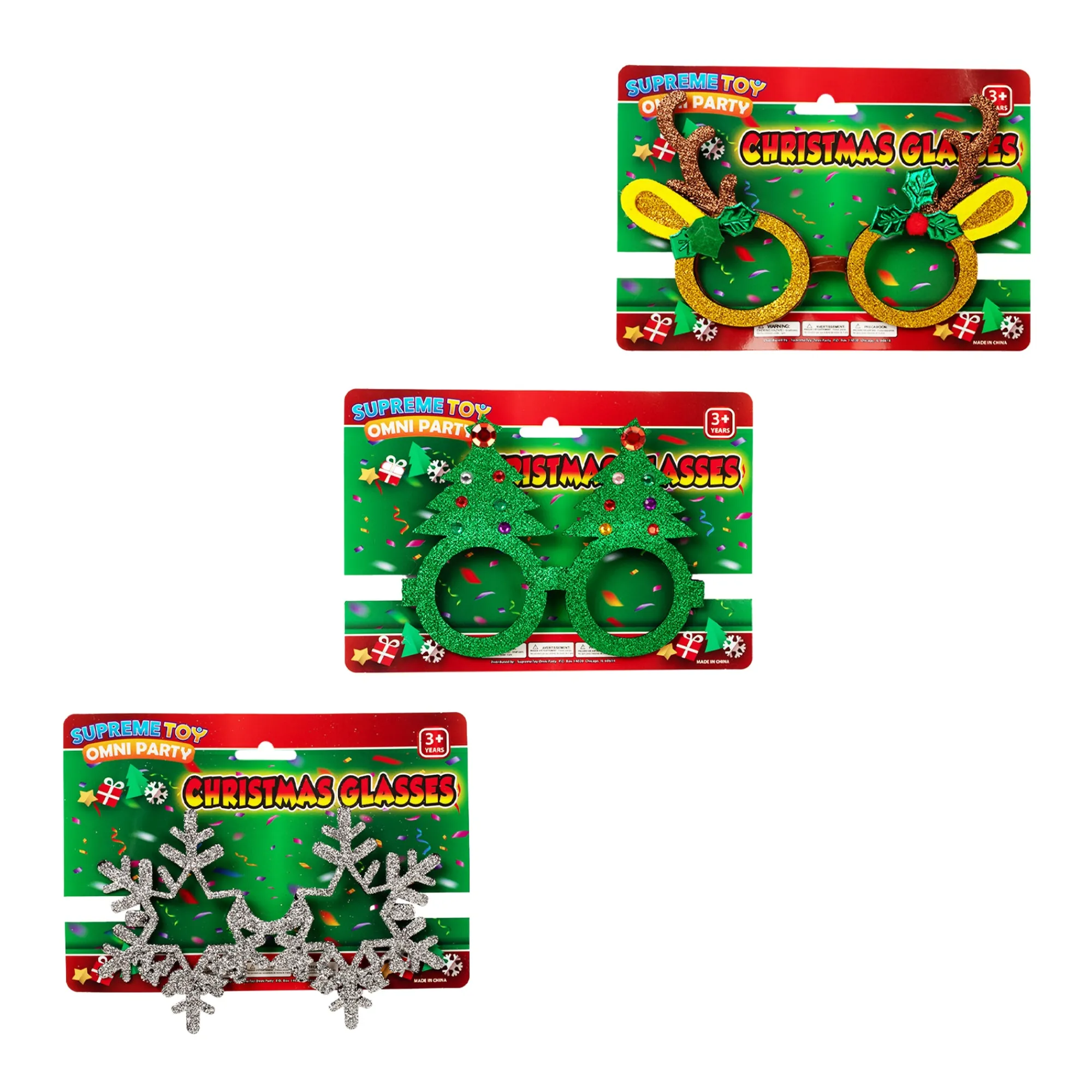 Hot Windy City Novelties Christmas Glitter Glasses Retail Display