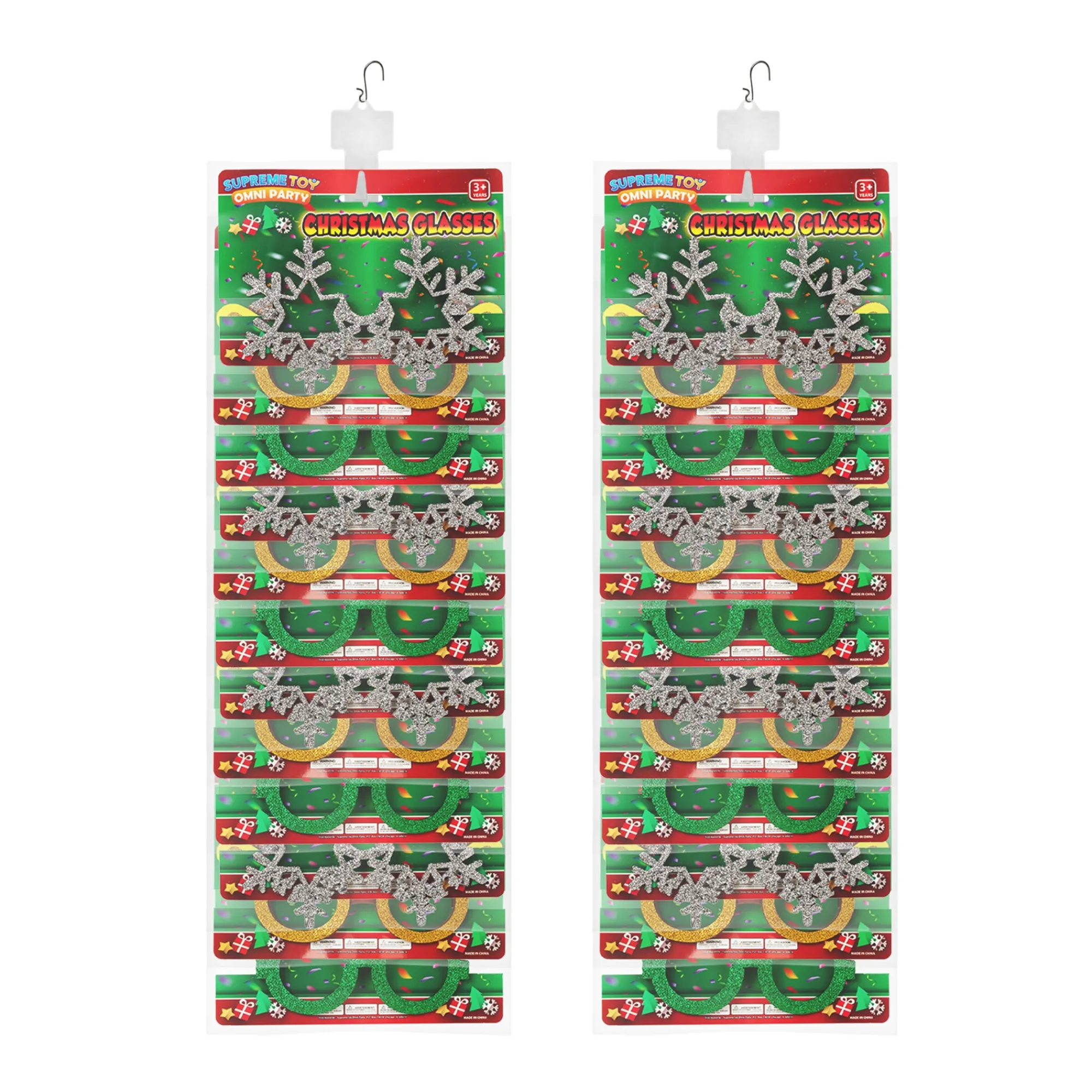 Hot Windy City Novelties Christmas Glitter Glasses Retail Display