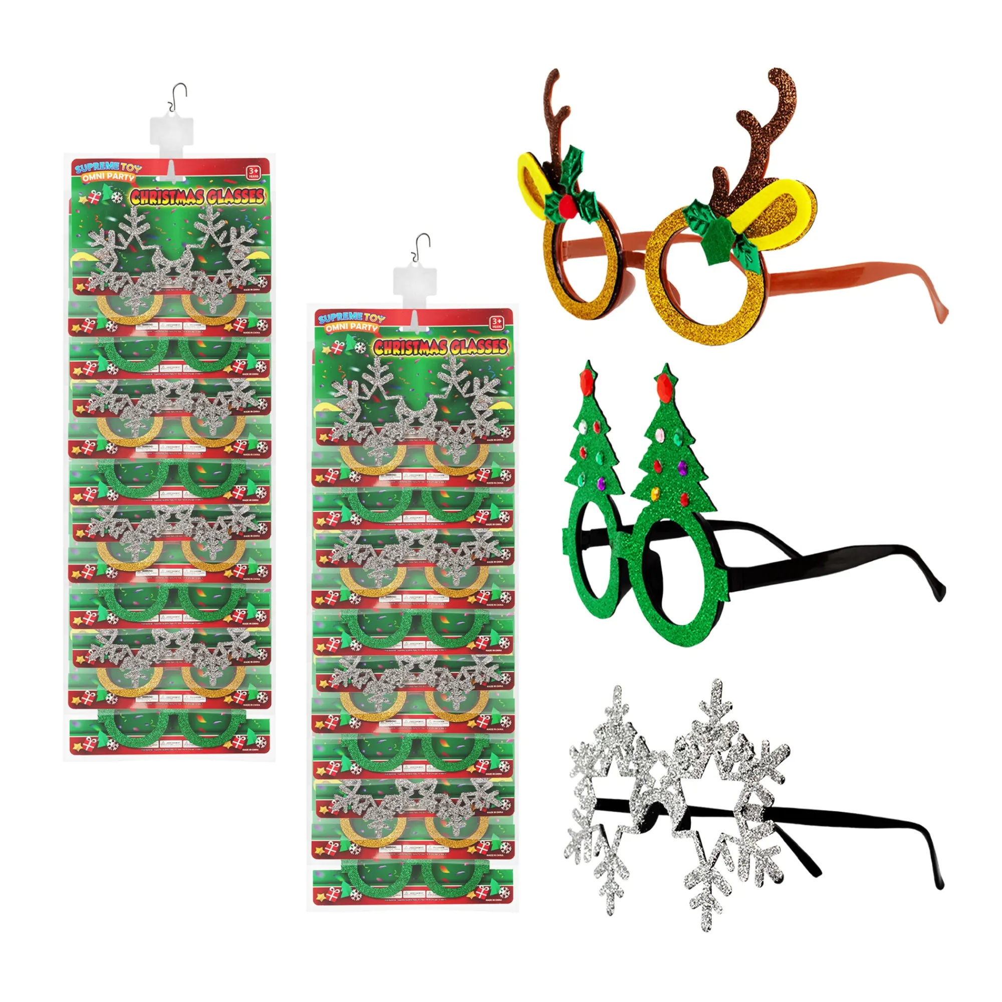 Hot Windy City Novelties Christmas Glitter Glasses Retail Display