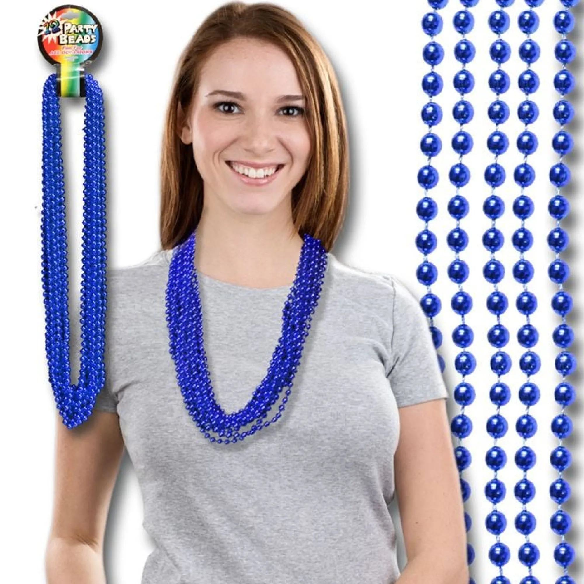 Sale Windy City Novelties Dark Blue 7mm Bead 33" Necklaces