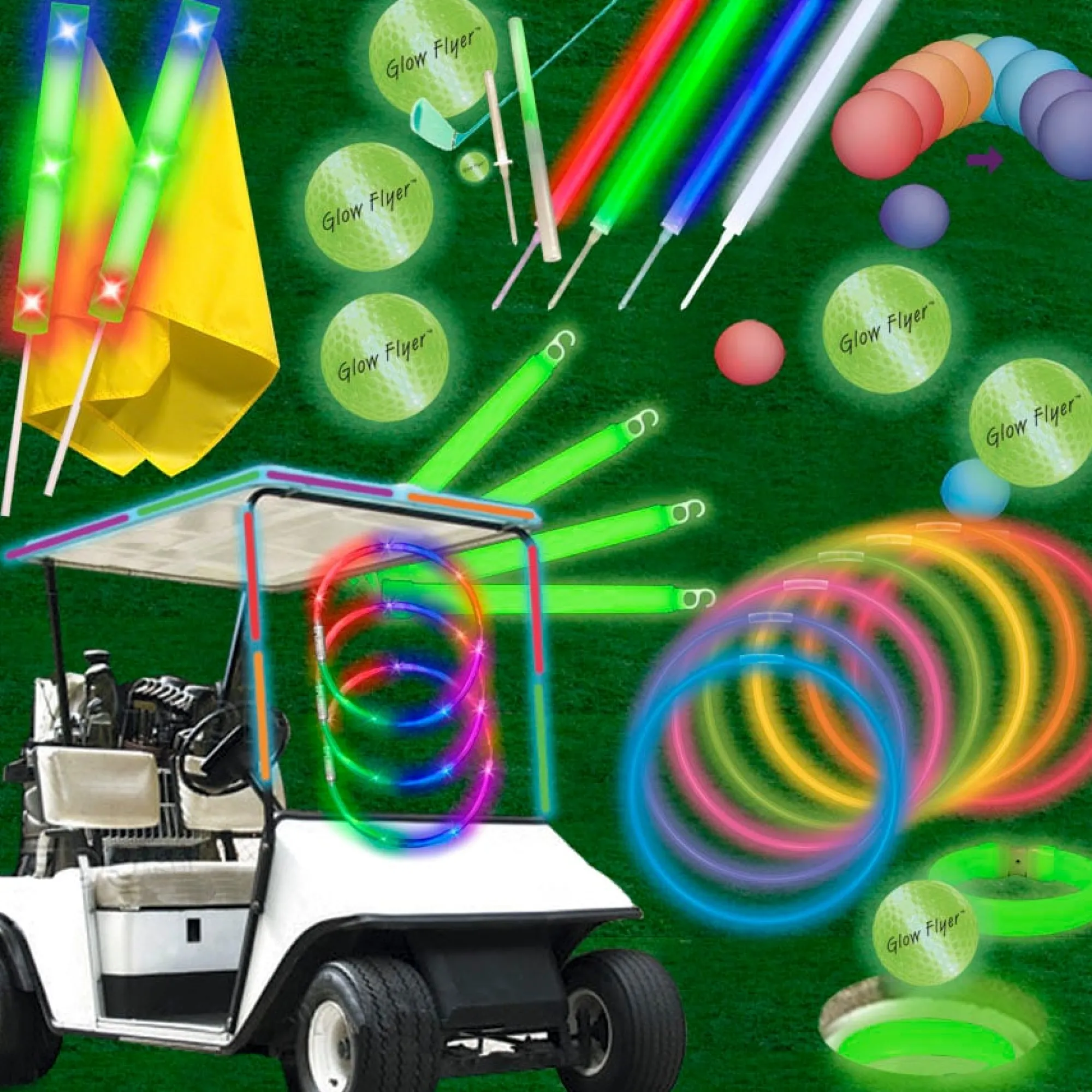 New Windy City Novelties Economy 36 Player Glow Flyer Tee Off Tournament Package