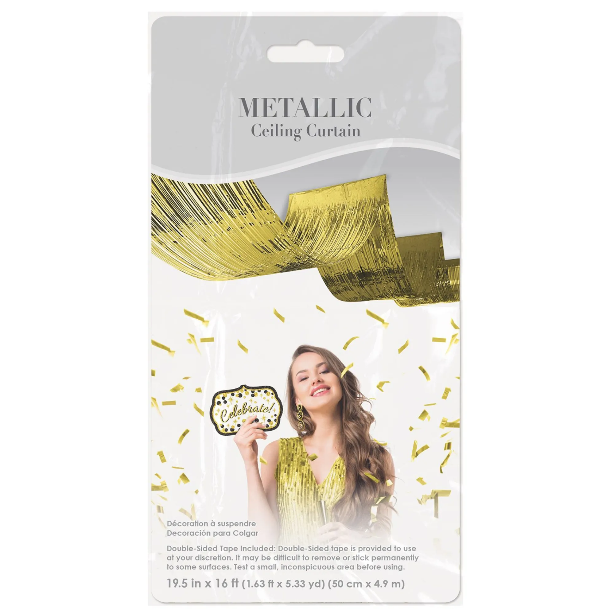 Clearance Windy City Novelties Gold Metallic Fringe Ceiling Curtain