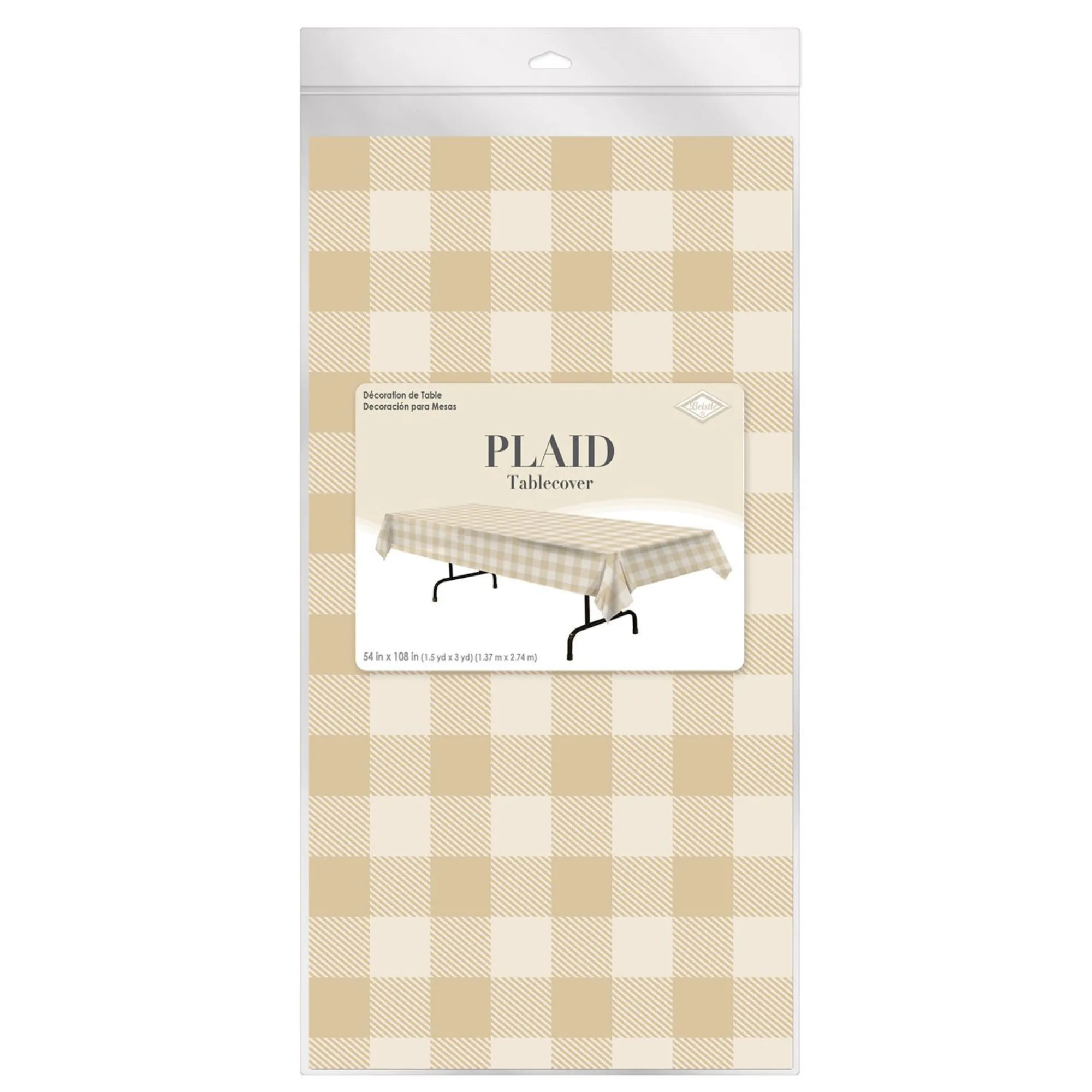Windy City Novelties Gold Plaid Table Cover