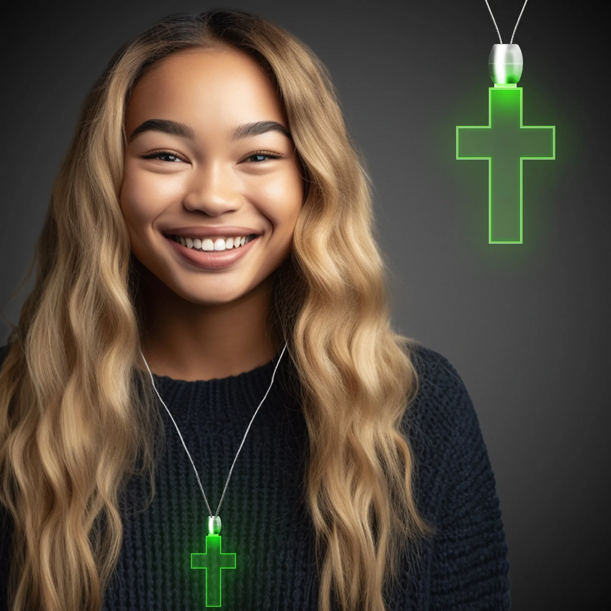 Online Windy City Novelties Green LED Cross Pendant Necklace