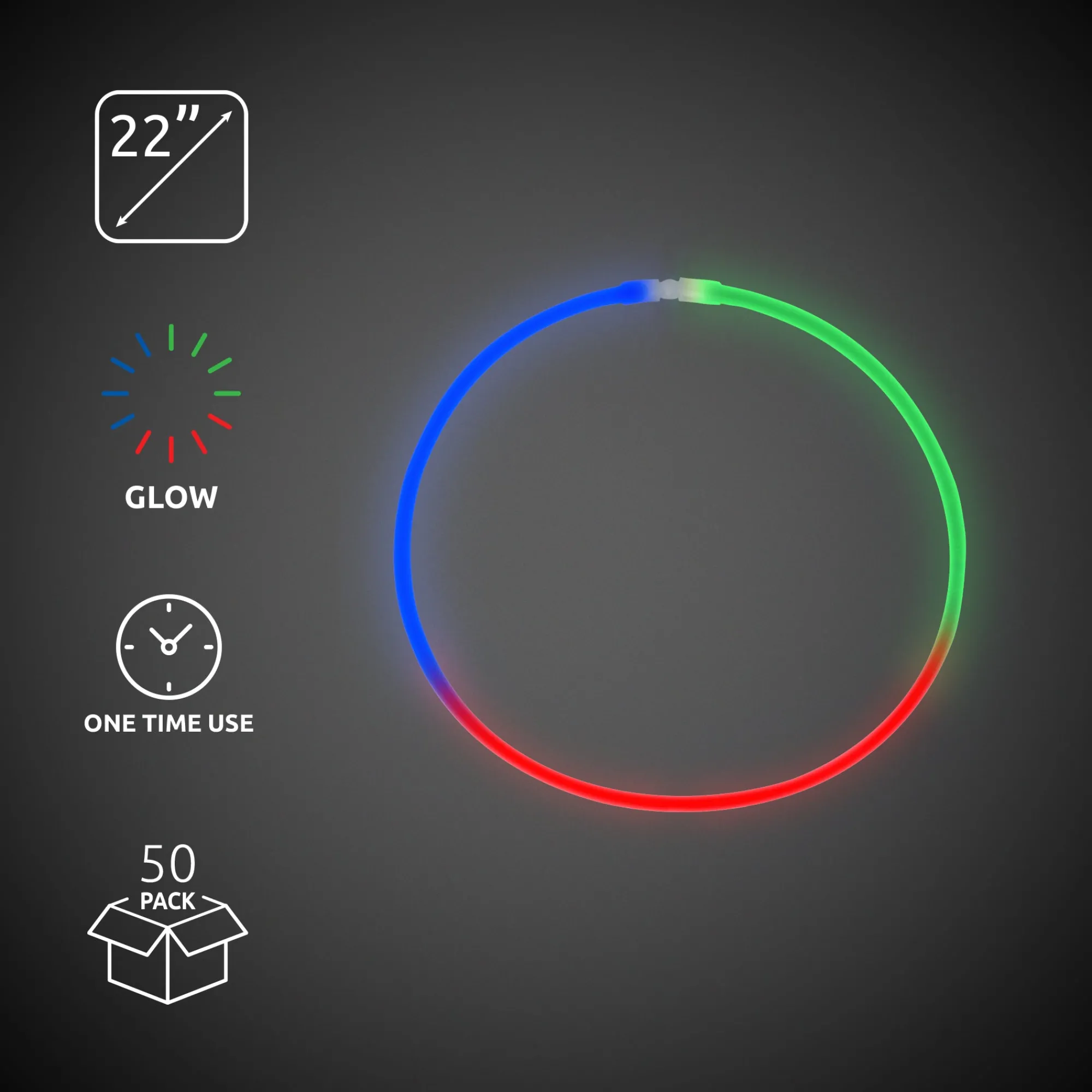 Discount Windy City Novelties Green, Red and Blue 22" Glow Necklaces Green/Red/Blue