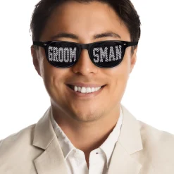 New Windy City Novelties Groomsman Party Sunglasses Black/White