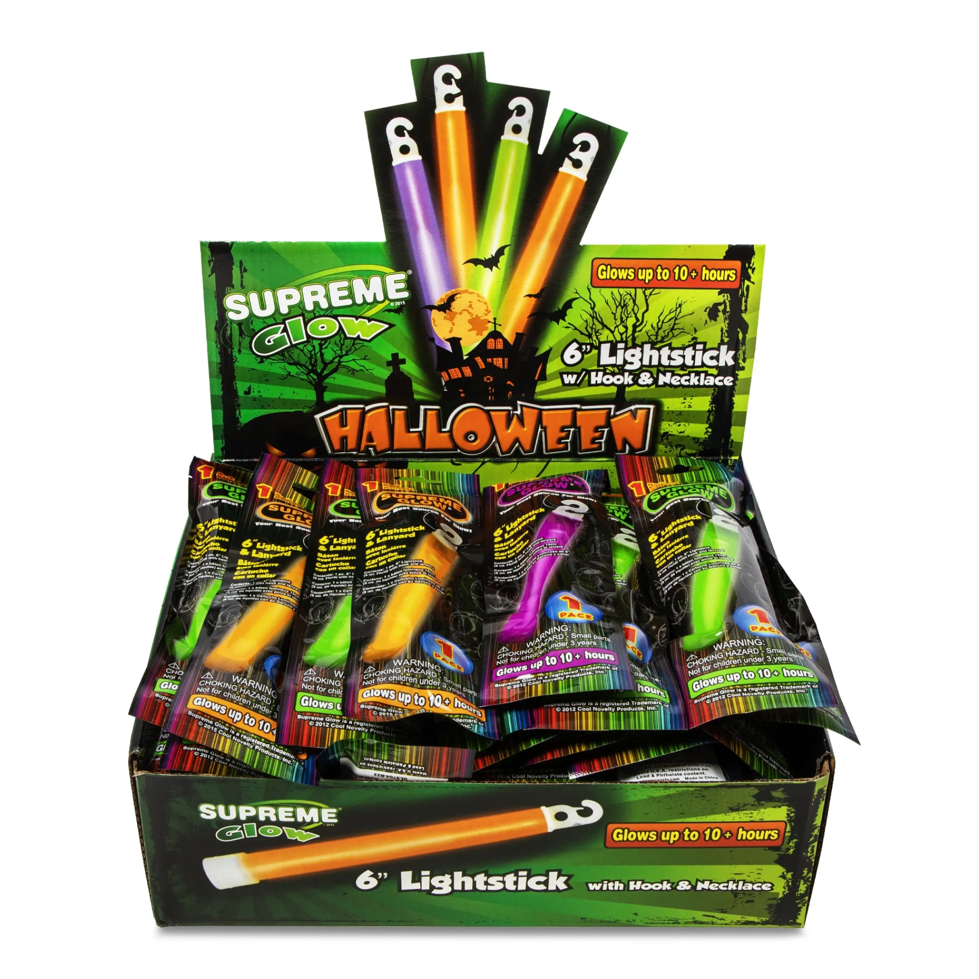 Windy City Novelties Halloween Glow 6" Sticks Retail Counter Display