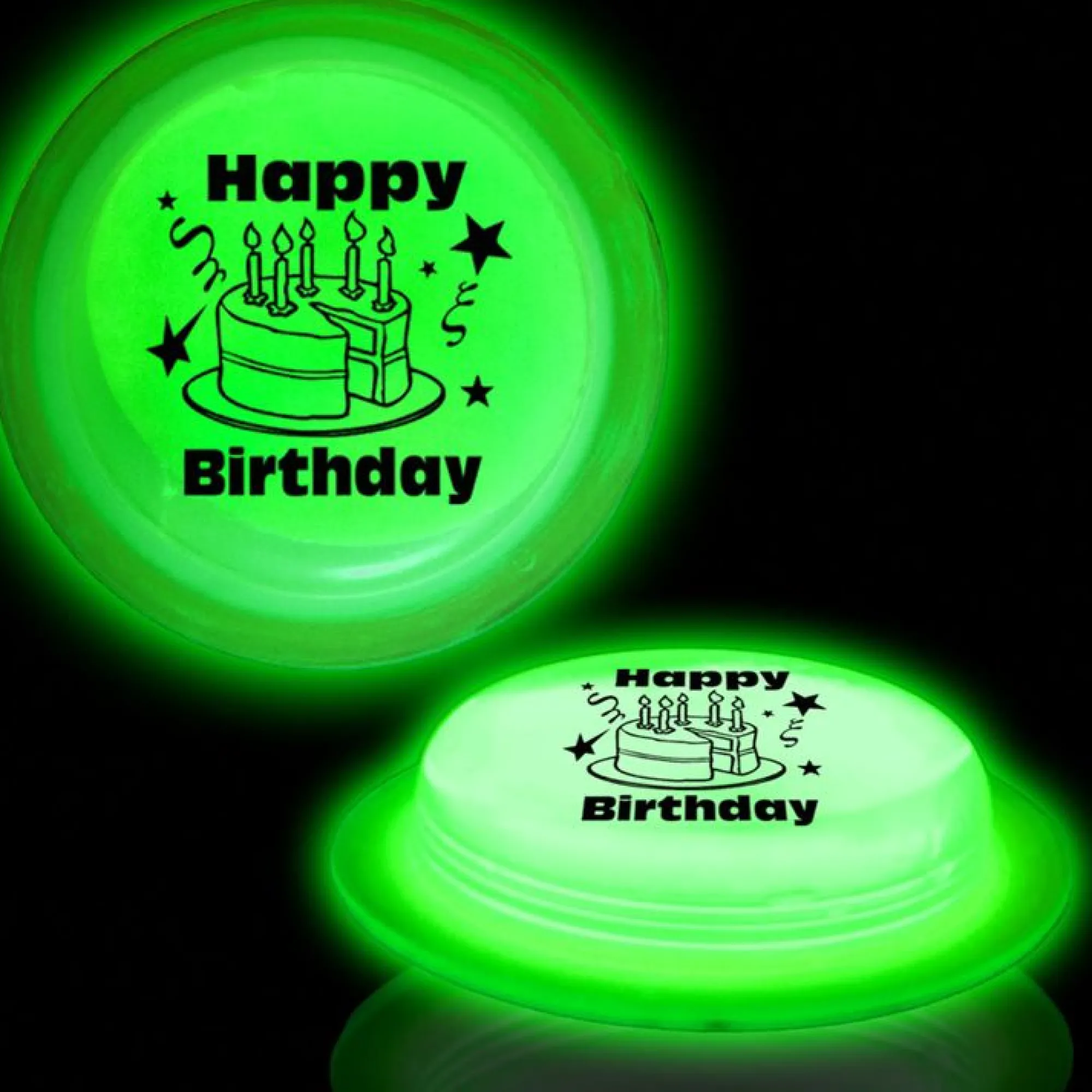 Hot Windy City Novelties Happy Birthday Green Glow Badge