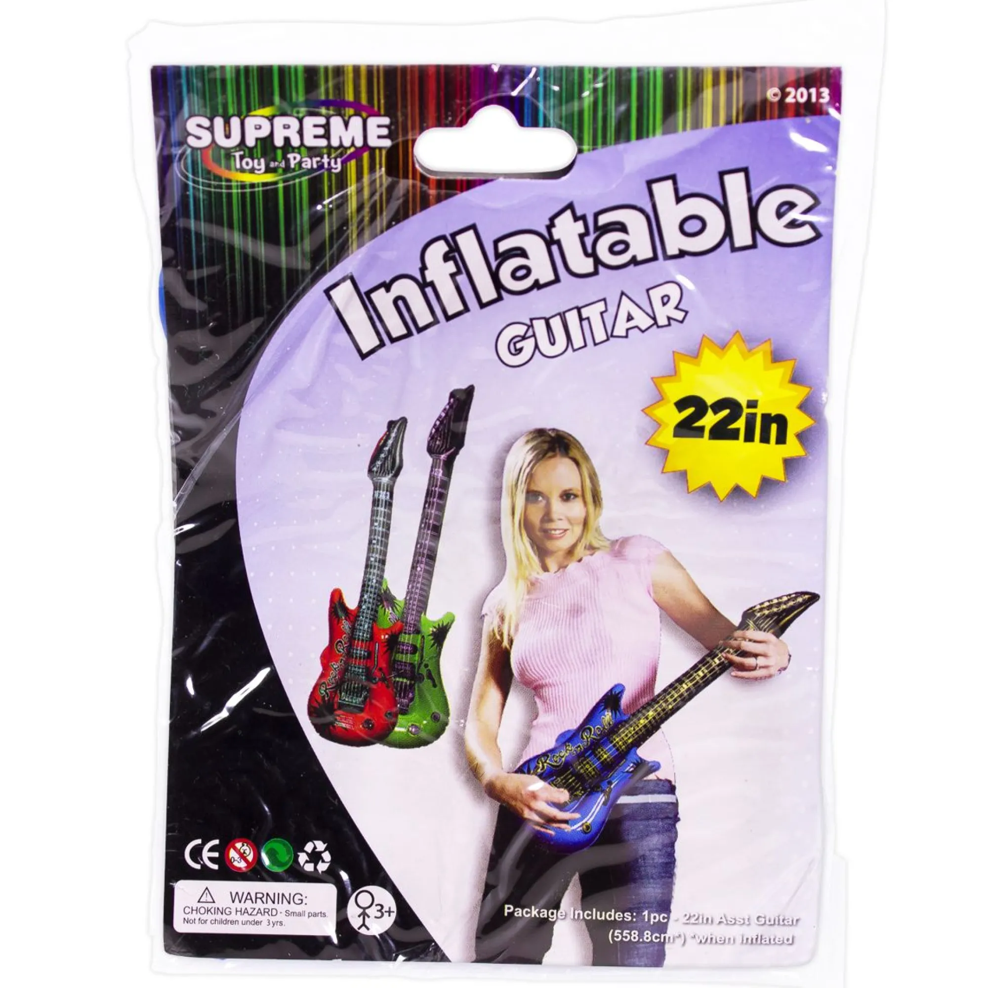 Hot Windy City Novelties Inflatable 22" Assorted Color Guitars