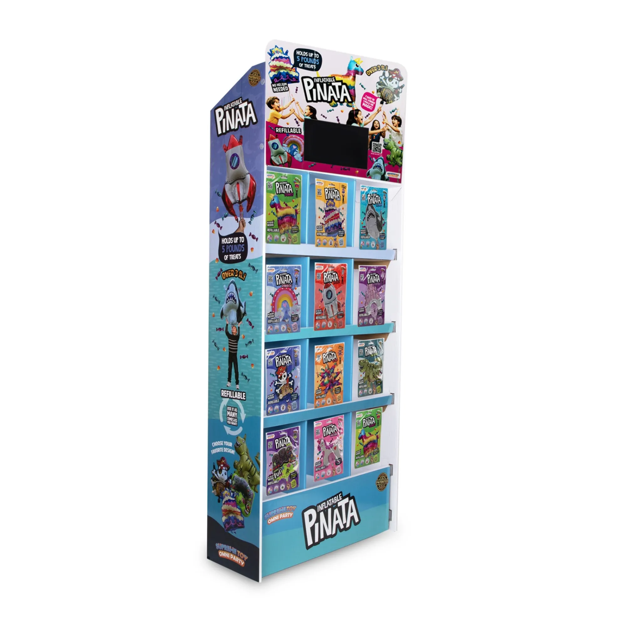 Hot Windy City Novelties Inflatable Piñatas Retail Floor Display with Screen