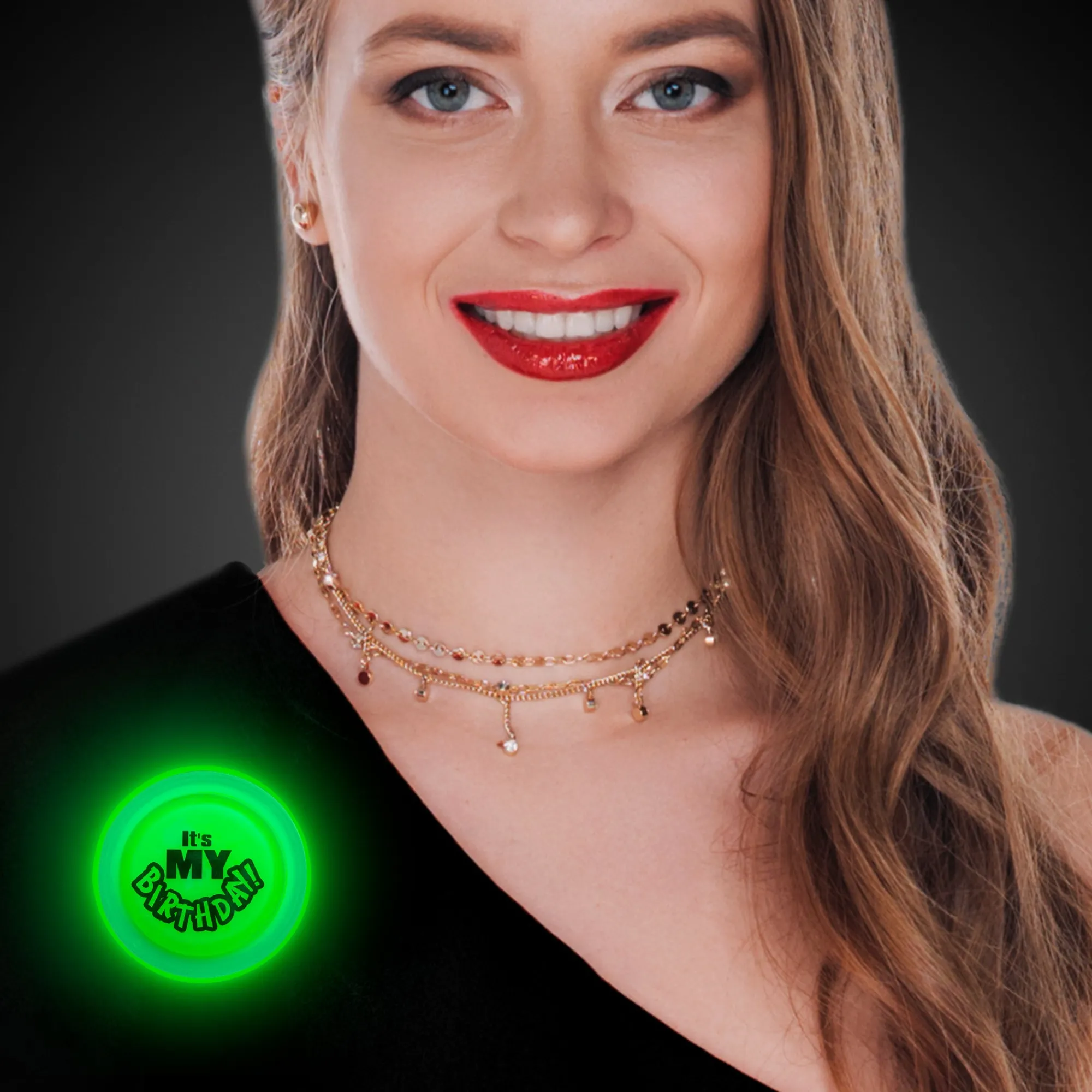 Hot Windy City Novelties It's My Birthday Green Glow Badge