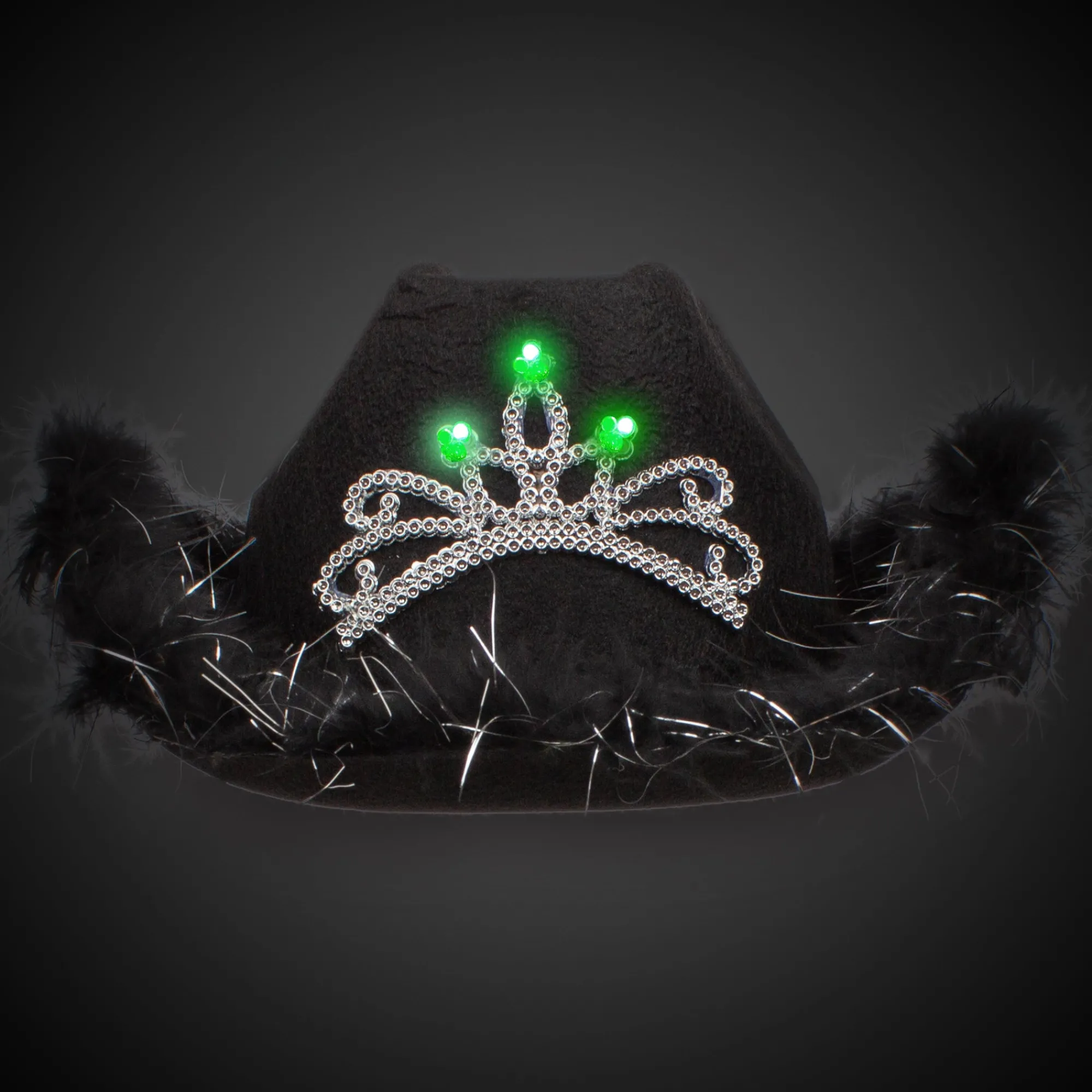 Best Windy City Novelties LED Black Cowboy Hat with Tiara