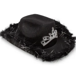 Best Windy City Novelties LED Black Cowboy Hat with Tiara