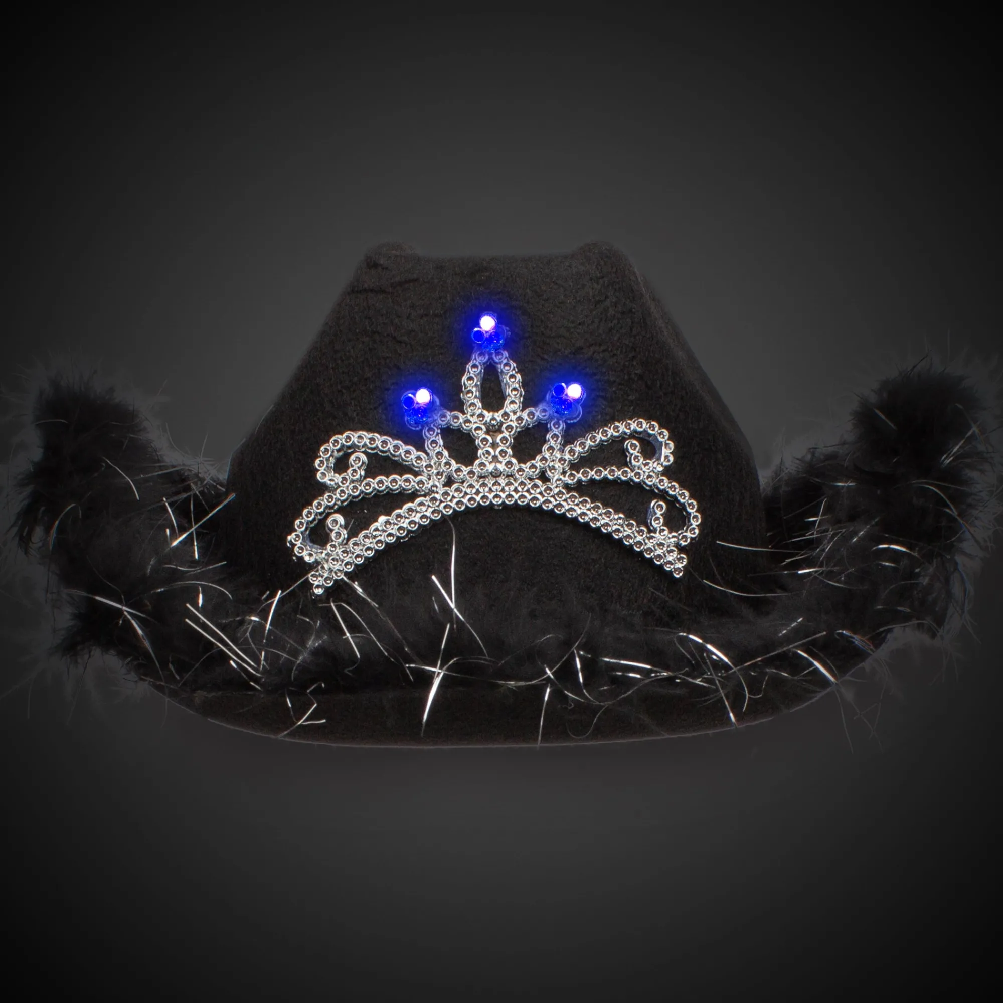 Best Windy City Novelties LED Black Cowboy Hat with Tiara