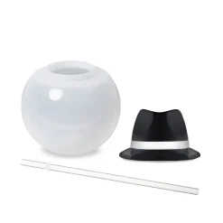 New Windy City Novelties LED Black Fedora Hat 20 oz. Ball Cup with Straw