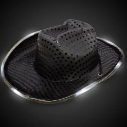 Best Windy City Novelties LED Sequin Cowboy Hat Black