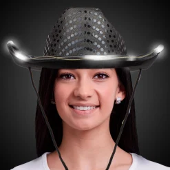 Best Windy City Novelties LED Sequin Cowboy Hat Black