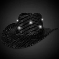 Best Windy City Novelties LED Sequin Cowboy Hat Black