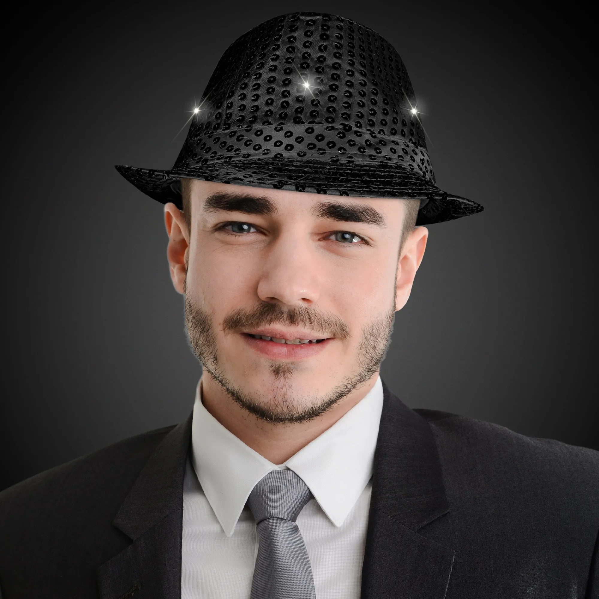 Windy City Novelties LED Sequin Fedora Hat Black
