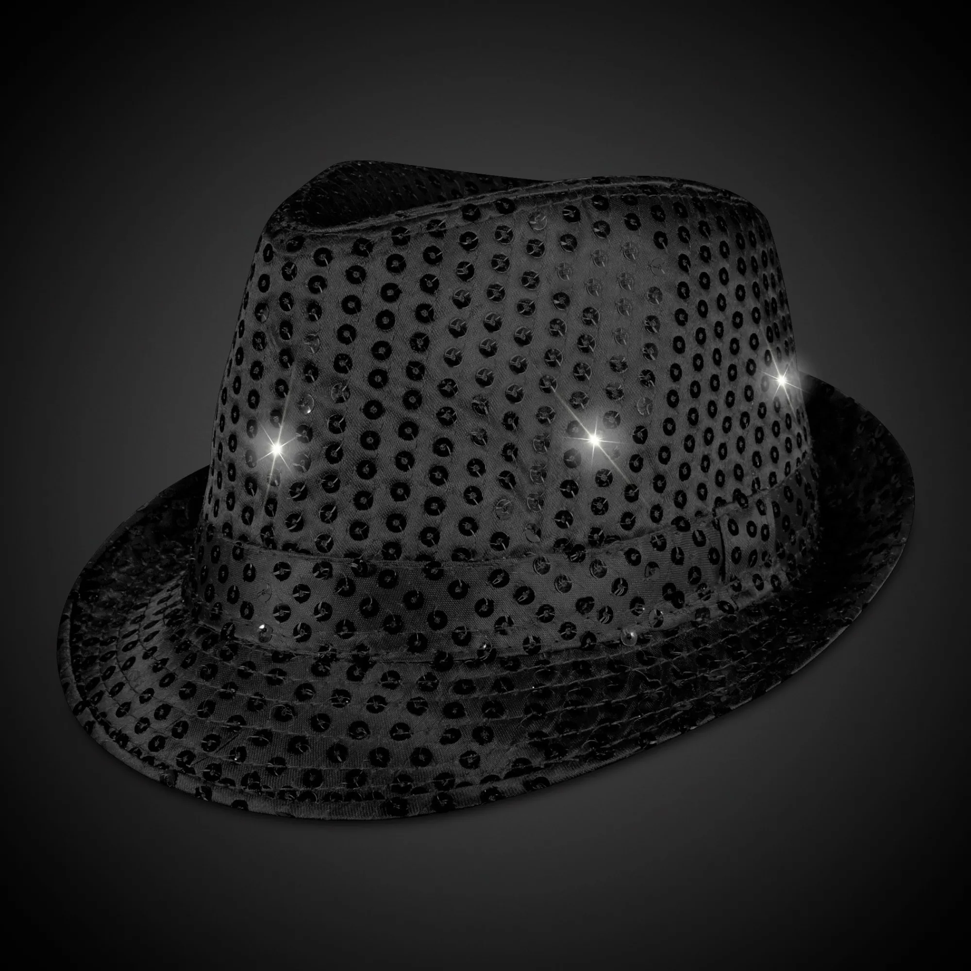 Windy City Novelties LED Sequin Fedora Hat Black