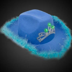 Best Windy City Novelties LED Blue Cowboy Hat with Tiara
