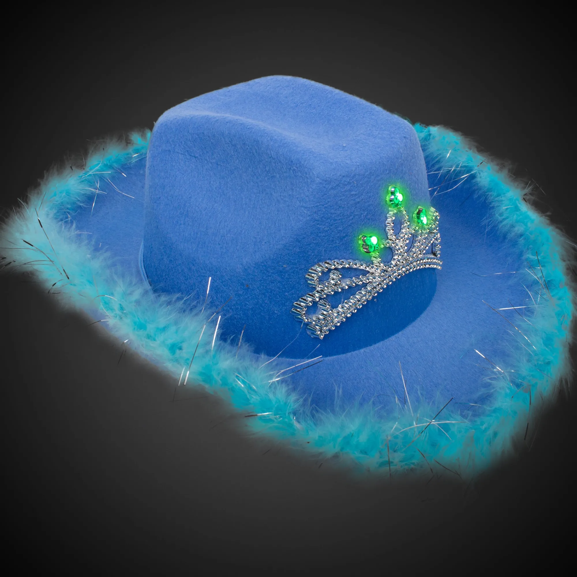 Best Windy City Novelties LED Blue Cowboy Hat with Tiara